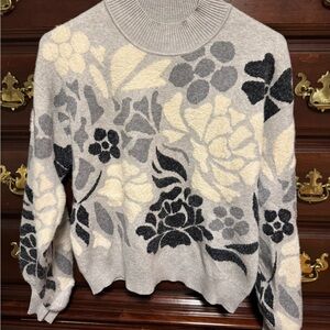 Truth Black and Cream Floral Turtleneck Sweater